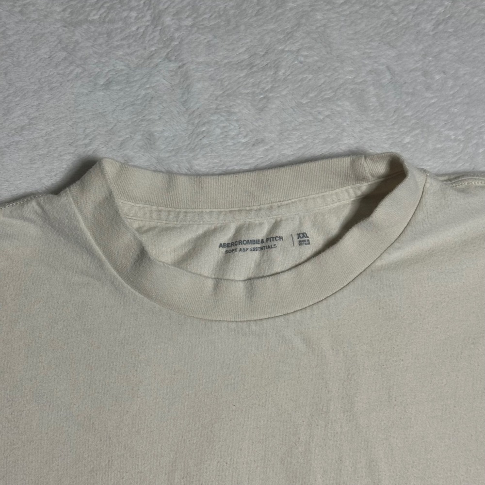 Abercrombie & Fitch Soft A&F Essentials T-Shirt Mens XXL Cream Off White Tee - Picture 3 of 5